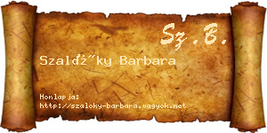 Szalóky Barbara névjegykártya